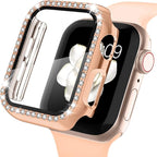 Recoppa Compatible for Apple Watch Case with Screen Protector for Apple Watch 42mm Series 3/2/1, Bling Crystal Diamond Rhinestone Ultra-Thin Bumper Full Cover Protective Case for Women Girls iWatch by Recoppa