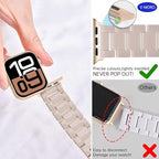 V-MORO Resin Bands Compatible with Apple Watch Series 11/10/9/8/7 Band 45mm/44mm/42mm/46mm Fashion Rose Gold Metal Buckle Lightweight Strap Bracelet for iwatch Series SE/6/5/4/3/2/1 Women(Milky Tea) - Image 6