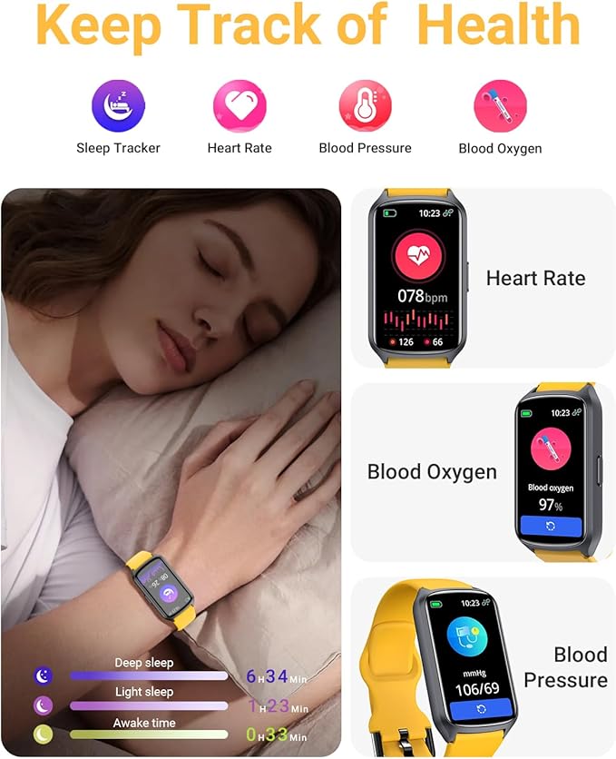 Amzhero Health Fitness Tracker with 24/7 Heart Rate, Blood Oxygen, Blood Pressure, Sleep Tracker, 5ATM Waterproof Activity Trackers with Step Tracker, Pedometer (S & L Bands Included) - Image 4