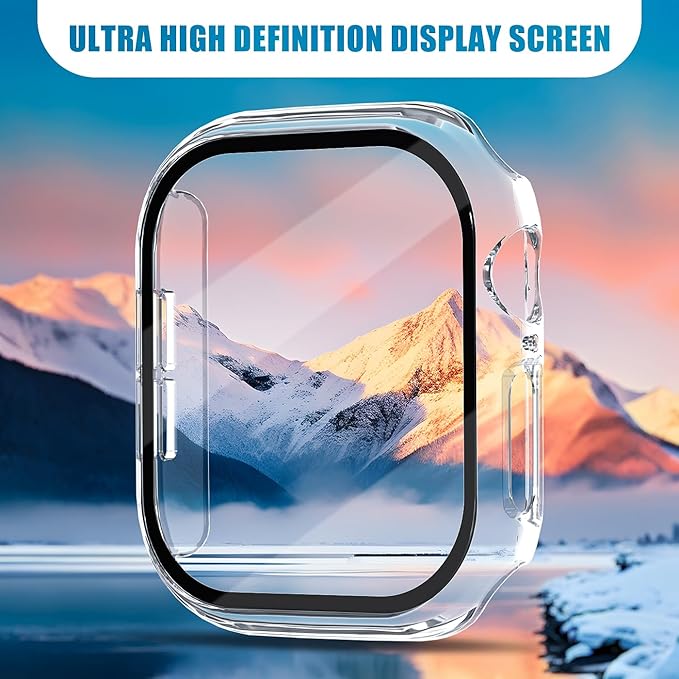 2 Pack Case for Apple Watch Screen Protector, Hard PC Case with Tempered Glass Protective Cover Guard Bumper, Slim Apple Watch Cover for iWatch Series 11 Series 10 - Clear/Clear 46mm - Image 2