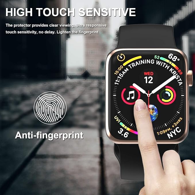 EWUONU [2 Pack Tempered Glass Screen Protector for Apple Watch 44mm SE 3/SE 2/ Series 6//5/4, 3D Full Coverage [Easy Installation Frame] Waterproof Bubble-Free HD Clear Film for iWatch 44mm - Image 5