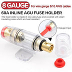 8 Gauge Wire (25ft Each - Red/Black) Copper Clad Aluminum CCA - Primary Automotive Wire,Car Amplifier Power & Ground Cable, 20PCS Lugs Terminal Connectors,60A ANL Fuse Block and Heat Shrink Tubing - Image 6