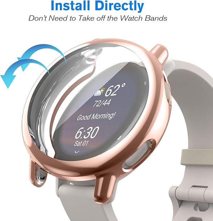 Fintie 3 Packs Screen Protector Case Compatible with Garmin Vivoactive 5, Soft TPU Plated Bumper Full Cover Protective Cases Scratch-Proof, Black/Rose Gold/Clear - Image 7