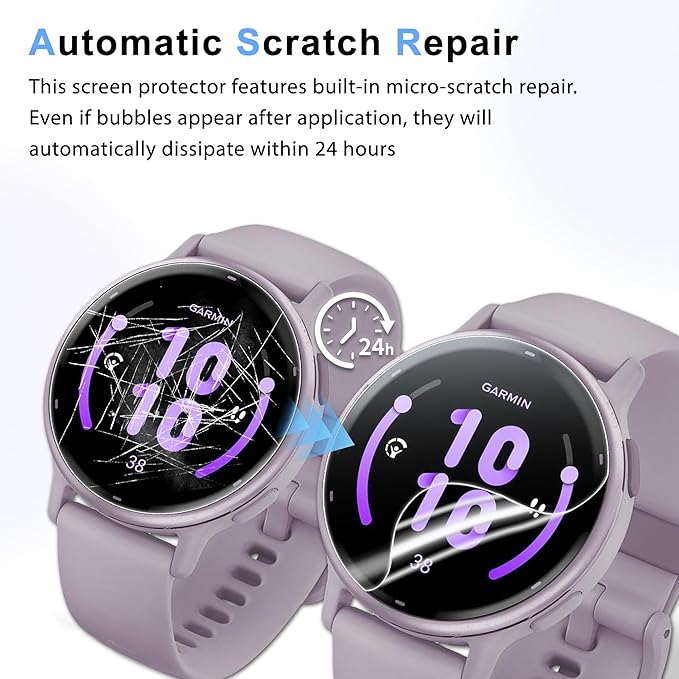 6 Pack for Garmin Vivoactive 5/6 42mm Flexible Screen Protector, Soft Film, HD Clear, Bubble Free, Anti Scratch - Image 4