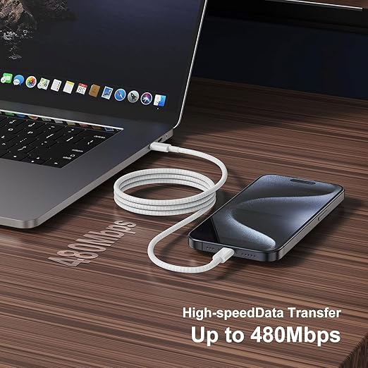 240W MacBook Charger Cord USB C to C Super Fast Charging Cable Type-C Braided Compatible MacBook Pro Air Charging Cord/iPhone 16/15/17 Pro Max 17E, iPad, Samsung Galaxy S26 Ultra A17 A16 [6FT 2-Pack] - Image 3