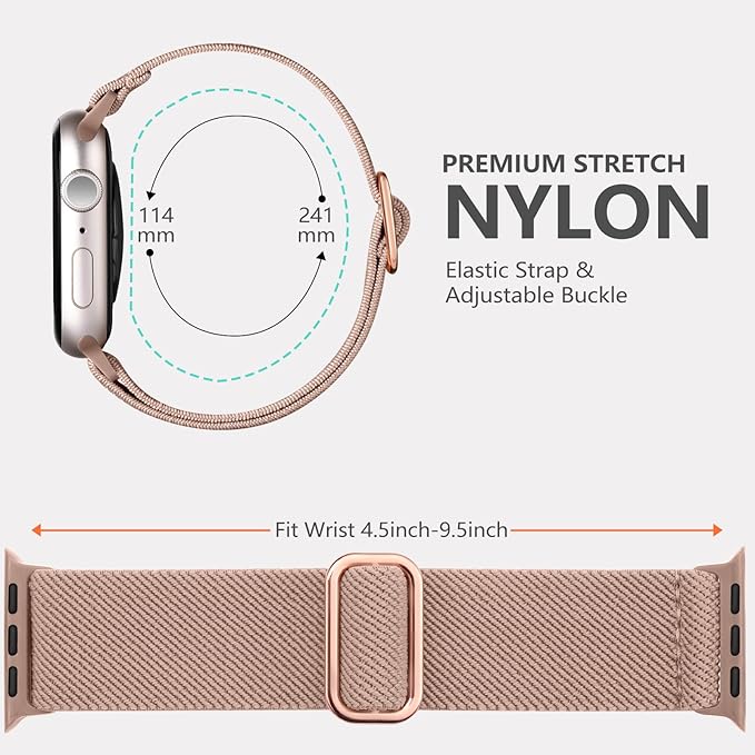 Maledan Soft Stretchy Solo Loop Compatible with Apple Watch Band 40mm 38mm 41mm 44mm 45mm 46mm 49mm 42mm Women Men, Elastic Braided Nylon for Apple Watch SE iWatch Series 11 10 9 8 7 6 5 4 3 2 1 Ultra - Image 8