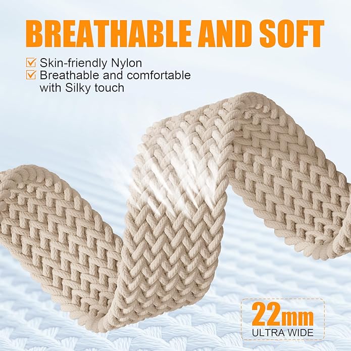 Magnetic Braided Stretchy Loop - Compatible with Apple Watch Band 42mm 46mm 40mm 41mm 44mm 45mm 38mm Ultra 3/2 49mm Women Men,Elastic Woven Fabric Nylon Strap for iWatch 11 10 9 8 7 6 5 4 3 SE Ultra - Image 3