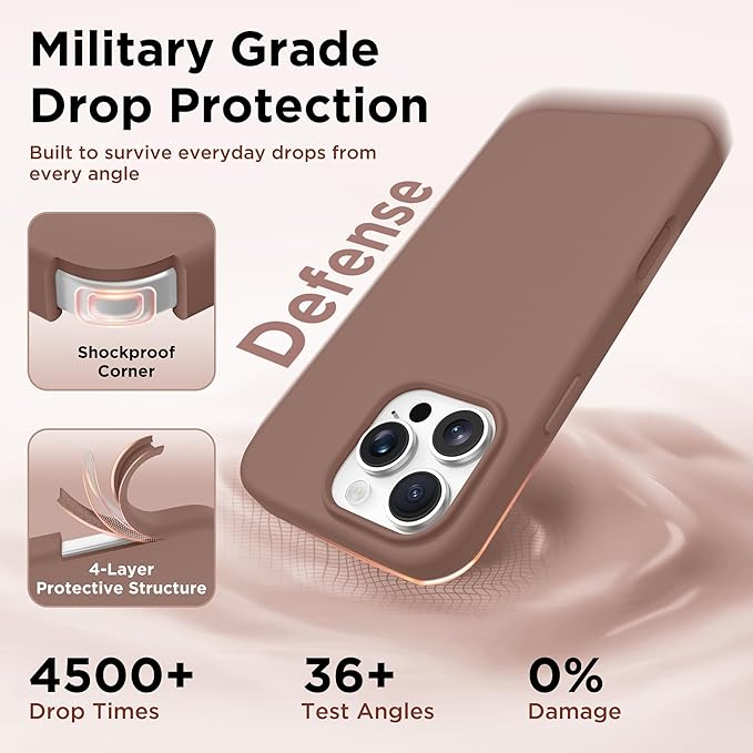 GolbinBox Magnetic for iPhone 16 Pro Case, Compatible with MagSafe, [Soft Anti-Scratch Microfiber Lining], Liquid Silicone Shockproof Protective Phone Case for iPhone 16 Pro 6.3", Brown - Image 6
