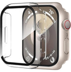 Smiling 2 Pack Case Compatible with Apple Watch SE 3 (2025)/ SE 2/ SE/Series 6/5/4 44mm with Tempered Glass Screen Protector, Hard PC Case Overall Protective Cover- 1 Starlight + 1 Transparent by Smiling