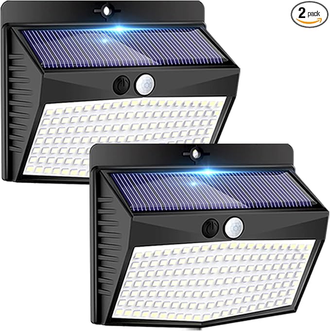 Peasur 2 Packs Solar Outdoor Lights Motion Sensor Solar Security Lights Waterproof with 3 Lighting Modes Solar Powered Wall Lights Outside for Garden Fence Yard by Peasur