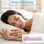 Smart Ring Health Tracker for Women & Men, Fitness Ring with Heart Rate Blood Oxygen, Sleep Monitor, Step Tracker, IP68 Waterproof Compatible with iOS & Android, No Subscription Fee (Gold, 9) - Image 3