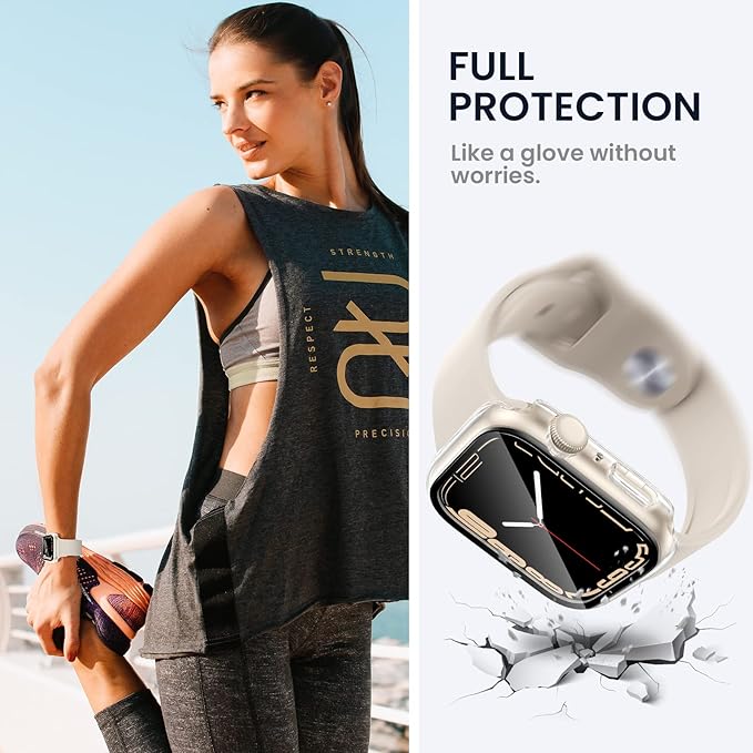 Tensea for Waterproof Apple Watch Screen Protector Case 40mm SE 3/SE 2nd Generation/SE/Series 6/5/4 Accessories, iWatch Protective PC Face Cover with Tempered Glass Film for Women Men, 40 mm - Image 5