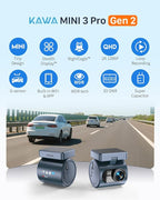 KAWA 2K Dash Cam for Cars with Voice Control - Stealth Display Tiny Dashcam Front Included 32GB Micro SD Card, Super Night Vision, 1296P QHD, G-Sensor, Built in WiFi & App Car Camera - Image 2
