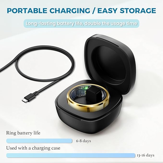 Smart Ring for Women Men Fitness Tracker with Blood Pressure,Heart Rate,Sleep Monitoring,Step Counting,for iPhone and Android,Waterproof smart blood pressure monitor,No Subscription Fees,Gold 8 size - Image 2