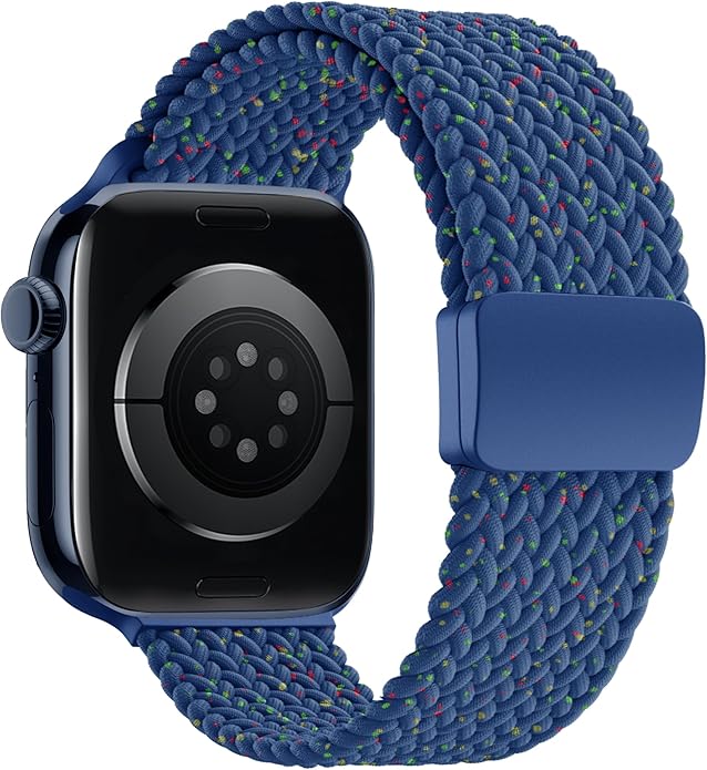Braided Stretchy Band Compatible with Apple Watch Band 38mm 40mm 41mm 42mm 44mm 45mm 46mm 49mm Women Men, Adjustable Nylon Elastic Magnetic Clasp Strap for iWatch Series 10 9 8 7 6 5 4 3 2 1 SE Ultra by Unknown