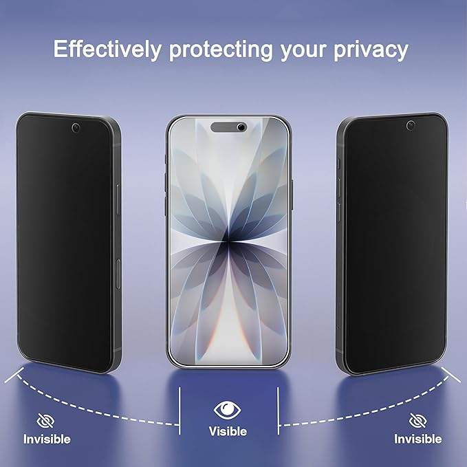 Ailun 3 Pack Privacy Screen Protector for iPhone 17 / iPhone 16 Pro [6.3 inch] with installation frame, Anti Spy Private Tempered Glass Case Friendly [Not for iPhone 17 Pro/17 Pro Max/iPhone Air] - Image 2