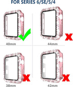 4 Pack Bling Hard PC Case with Tempered Glass Screen Protector Compatible with Apple Watch 40mm Series 4/5/6, Ultra-Thin Crystal Bumper Case Replacement for iWatch 4/5/6 40mm - Image 3