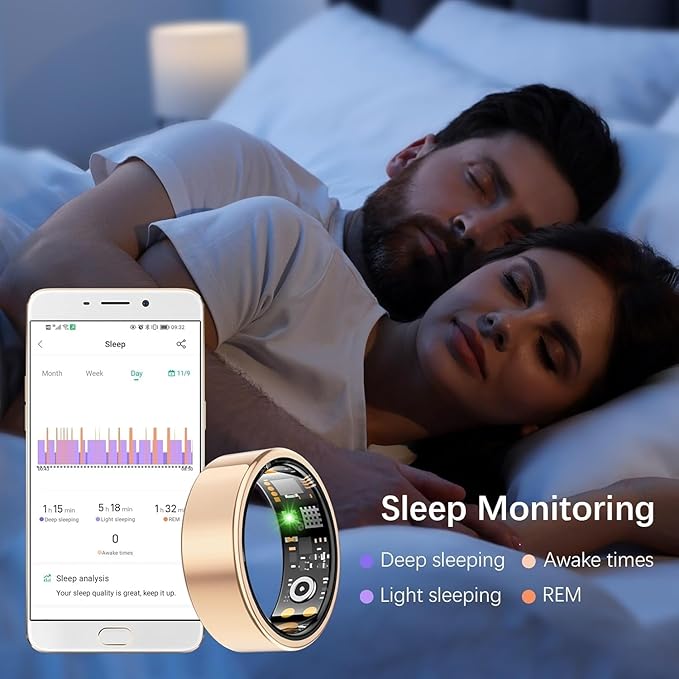 Smart Ring for Women Men, Fit Ring with Heart Rate, Blood Oxygen, HRV, Sleep Monitor, Stress, Step Counter, IP68 Waterproof Fitness Rings for iPhone & Android, No Subscription Fee (Rose Gold, 13#) - Image 5