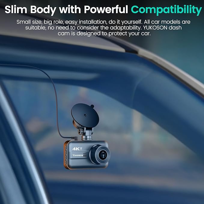 Dash Cam Front and Rear, 4K/2K Dash Camera for Cars Build in WiFi, Full HD Dash Cam with APP Control, IPS Screen Dash Camera with 64GB SD Card, G-Sensor, WDR, USB, Loop Recording Easy Setup - Image 3