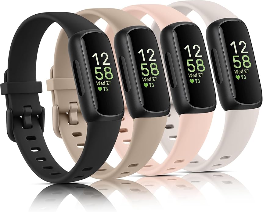 Vancle 4 Pack Bands Compatible with Fitbit Inspire 3 Bands for Women Men, Sport Silicone Adjustable Replacement Straps for Fitbit Inspire 3 Fitness Tracke by Vancle