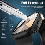 3 Pack Case Compatible with Apple Watch Series 9/8/7 45mm with Tempered Glass Screen Protector, Hard PC Full Coverage Ultra-Thin HD Bumper Protective Cover for iWatch 45mm, Black/Black/Black - Image 3