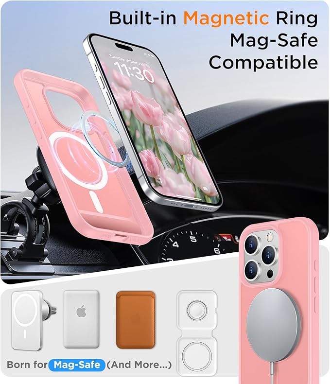 Temdan Magnetic Compatible with iPhone 15 Pro Max Case, [Built-in Invisible Kickstand][Compatible with MagSafe][Military Grade Shockproof] Slim Translucent Matte Phone Case for iPhone 15 Pro Max 6.7" - Image 5