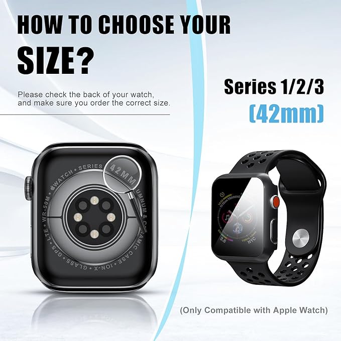 2 Pack Privacy Case for Apple Watch Screen Protector, Anti-Spy Tempered Glass Film Apple Watch Cover Hard PC Case Bumper for iWatch Series 3/2/1 - Black/Black 42mm - Image 6