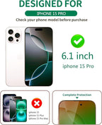 2 Pack for iPhone 15 Pro Privacy Screen Protector Tempered Glass for 6.1 inch Private Protective Film Anti-Blue Light Anti Spy No-Bubble Gradient Green [HD Clarity] - Image 2