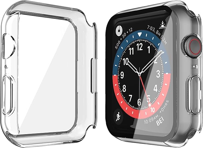 Misxi 2 Pack Hard PC Case with Tempered Glass Screen Protector Compatible with Apple Watch Series 9 (2023) Series 8 Series 7 45mm, Ultra-Thin Scratch Resistant Cover for iWatch, Transparent - Image 5