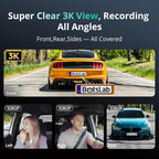 BOTSLAB 3K 4 Channel Dash Cam, 24/7 Parking Mode with Hardwire Kit, 560° View, Front and Rear Inside Car Camera with 3.18”Touch Screen, Night Vision Voice Control, Free 128GB Card 5.8GHz WiFi & GPS - Image 2