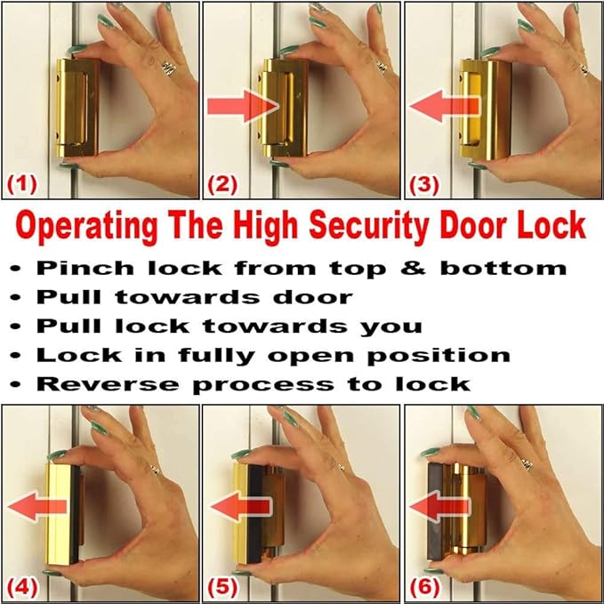 Prime-Line U 10826 Door Reinforcement Lock – Add Extra, High Security to your Home and Prevent Unauthorized Entry – 3” Stop, Aluminum Construction, Gold Anodized Finish (Single Pack) - Image 4