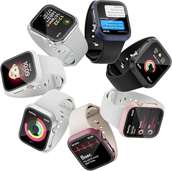 6 Pack for Apple Watch Series 9/8/7 41mm Case with Tempered Glass Screen Protector,JZK Slim Guard Bumper Full Hard PC Protective Cover HD Ultra-Thin Cover for iWatch 9/8/7 41mm Accessories - Image 7