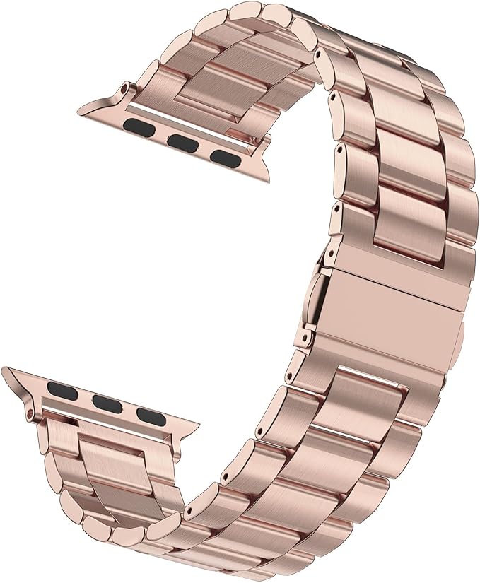 Compatible with Apple Watch Ultra 3/2/1 Band and Case, Stainless Steel Metal Chain with TPU Cover, Smart-Watch Link Bracelet Strap for men, Wrist-Band for i-Watch Ultra, 49mm, Rose-Gold - Image 3