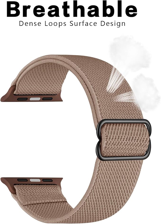 AMANECER Stretchy Nylon Band Compatible with Apple Watch Series 11/10/9/8/7/6/5/4 SE 3/2/1, Adjustable Braided Elastic Sport Loop Rugged Strap for iWatch Women Men (Walnut Saddle Brown, 38/40/41/42MM) - Image 2