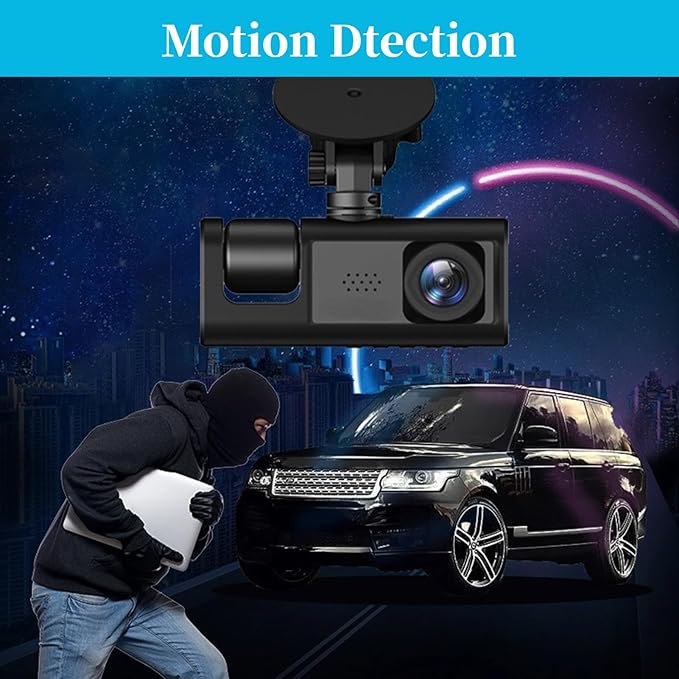 Dash Cam, 3 Lens 1080P Car Driving Recorder with Night Vision Loop Recording G Sensor Emergency Saving, 2in LCD Screen 170 Degree Angle, Multifunctional Car Camera - Image 6