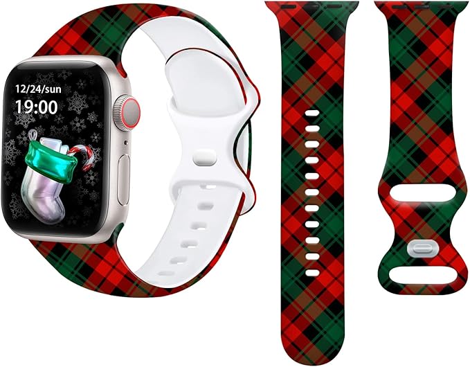 Christmas Watch Band Compatible with Apple Watch Bands 38mm 40mm 41mm 42mm 44mm 45mm 46mm 49mm for Women Men Gift, Halloween Adjustable Soft Silicone Strap Replacement for iWatch Series 11 10 9 8 7 6 5 4 3 2 1 SE Ultra Holidays Gift by CREFORT
