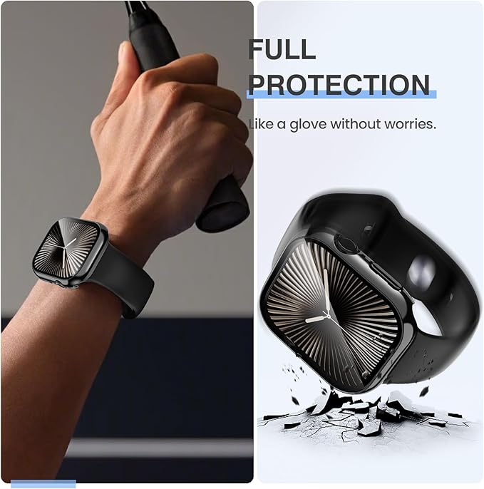 Tensea [3PCS for Apple Watch Screen Protector Case 41mm Series 9/8/7 Accessories, iWatch Protective Face Cover for Women Men, Tempered Glass Film Hard Bumper for iPhone Watch 41 mm - Image 3