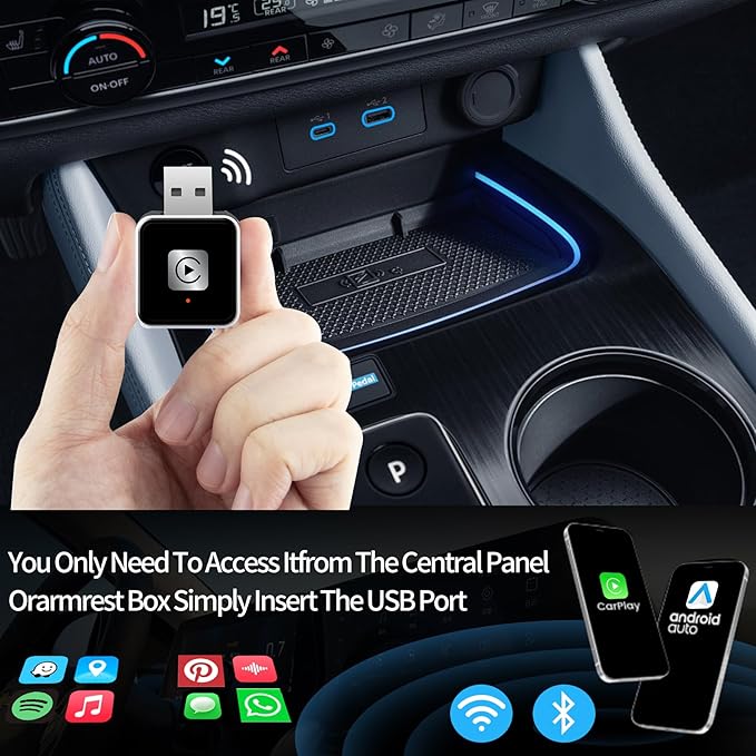 Wireless Carplay Adapter, Android Auto Adapter 2025 Carplay, Plug and Play Convert Wired to Wireless Supports Car Original Control, Mini Car Play Box for Cars - Image 8