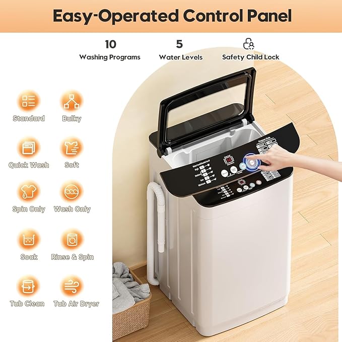 Auertech Portable Washer and Dryer Combo Set, 2.8 CU. FT. Portable Clothes Dryers with Boot Dryer, 28 lbs Fully Automatic Washing Machine, Compact Washer and Dryer for Apartment, RV, Dorm - Image 5