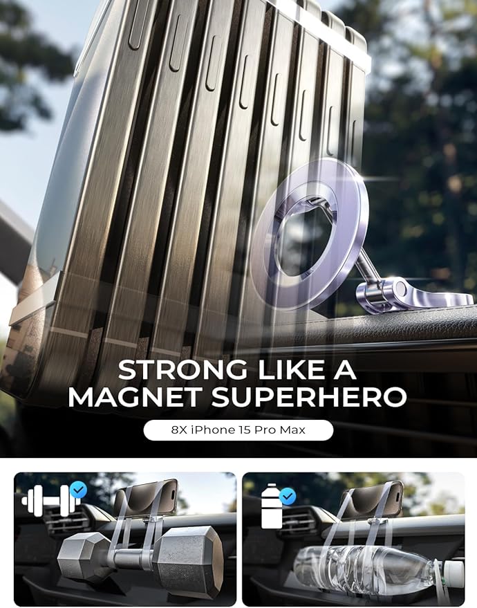 LISEN for iPhone MagSafe Car Mount, Cute Ultra Magnetic Phone Holder for Car Dashboard, Magnet Car Phone Mount for Dashboard Purple Car Accessories for iPhone17 Pro Max Air 16 15 14 13 12, Purple - Image 5