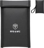2 Pack Faraday Bags for Phones - [5G/Bluetooth/WiFi/GPS] Signal Blocker, Fireproof Waterproof Anti-Scratch | Detachable Wrist Strap, RFID Blocking Anti-Tracking Pouch by XIAODUN