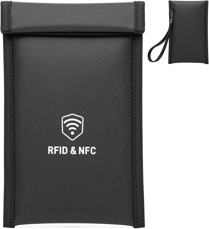 2 Pack Faraday Bags for Phones - [5G/Bluetooth/WiFi/GPS] Signal Blocker, Fireproof Waterproof Anti-Scratch | Detachable Wrist Strap, RFID Blocking Anti-Tracking Pouch by XIAODUN