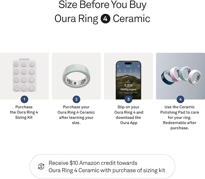 Oura Ring 4 - Ceramic Tide - Size 4 - Sleep, Activity, Women’s Health, AI Advisor, Up to 8 Days of Battery Life, Size Before You Buy, Android & iOS Compatible - Image 3