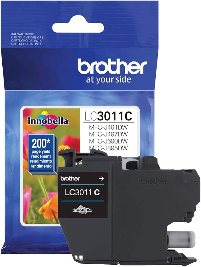 Brother Printer LC3011C Single Pack Standard Cartridge Yield Up to 200 Pages LC3011 Ink Cyan by Brother