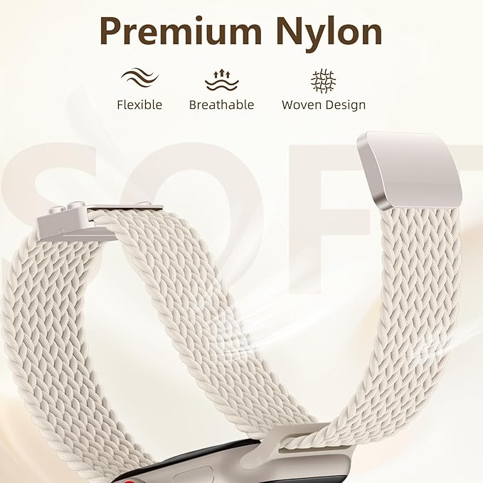 Braided Stretchy Bands Compatible with Apple Watch Bands 40mm 44mm 38mm 41mm 42mm 45mm 46mm 49mm Women Men, Soft Nylon Sport Strap with Magnetic Clasp for iWatch Series 11 10 9 8 SE 7 6 5 4 3 2 Ultra - Image 3
