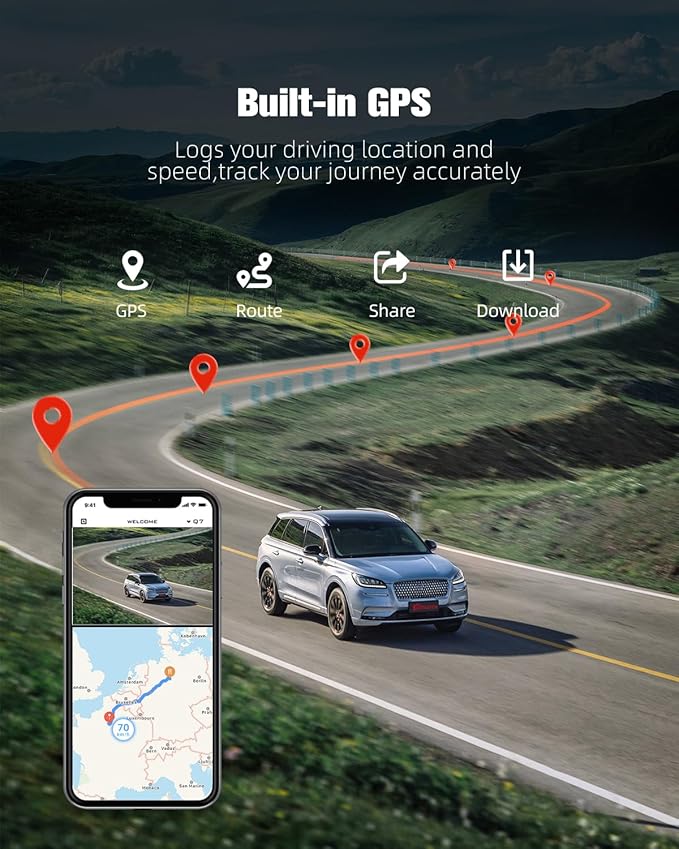 4 Channel Dash Cam 360° View,4K Front and Rear Dash Camera for Cars,WDR Night Vision,Smart Voice Control,Built-in WiFi&GPS,G-Sensor,24H Parking Mode,Free 64GB SD Card,3M Bracket - Image 5