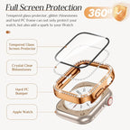 Goton 2-Pack Bling Case for Apple Watch Series 9 8 7 Screen Protector 45mm, Women Diamond Rhinestone Bumper Glass Face Cover for iWatch Accessories 45 mm - Image 5