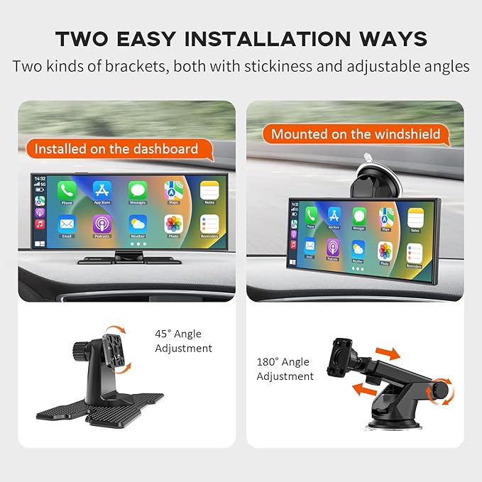 Largest 11.5" Portable Carplay Screen for Car, 4K Wireless Car Play & Android Auto, Upgrade Touchscreen with Dash Cam, App Control/Loop Recording/Backup Camera/Mirror Link/GPS/FM for All Vehicles - Image 8