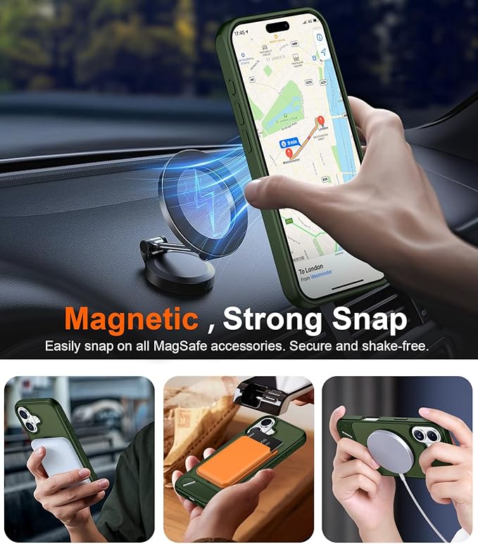 Temdan Magnetic Compatible with iPhone 16 Case, [Built-in Invisible Kickstand][Compatible with MagSafe][Military Grade Shockproof] Slim Translucent Matte Phone Case for iPhone 16 6.1" - Image 6