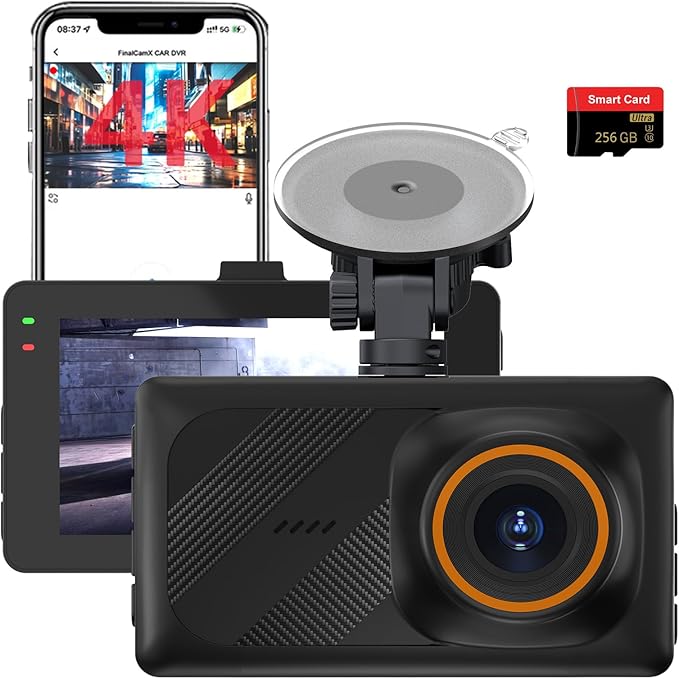4K+2K Dash Cam Front and Rear, WiFi Dash Cam, 170°+160° Wide Angle, 3.0" IPS Display, Night Vision, G-Sensor, WDR, 24H Parking Monitor, with 256GB SD Card (3 inch) by LNBEI